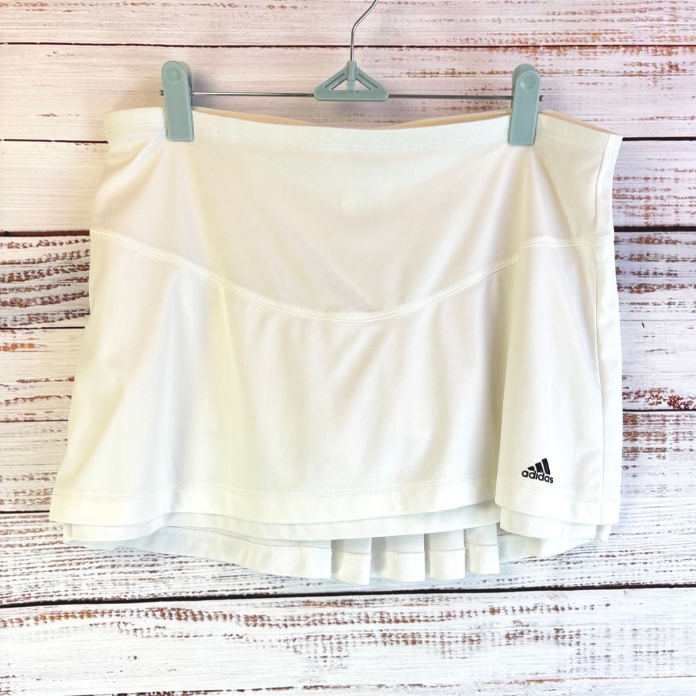 Adidas Y2K Tennis Skort Size L White Pleated Athleisure Clima365 Skirt Golf